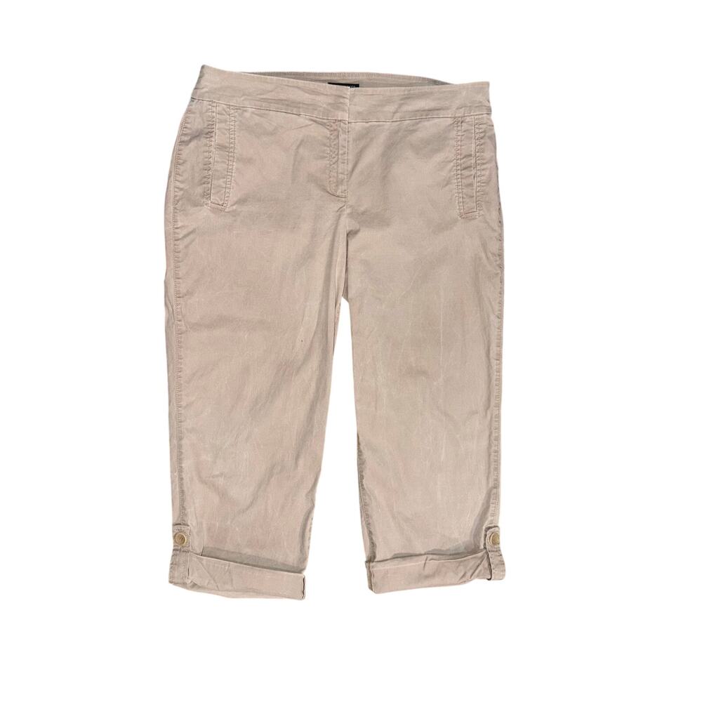 Eileen Fisher Organic Cotton Blend Cropped Capri Pants Tan Beige Size M